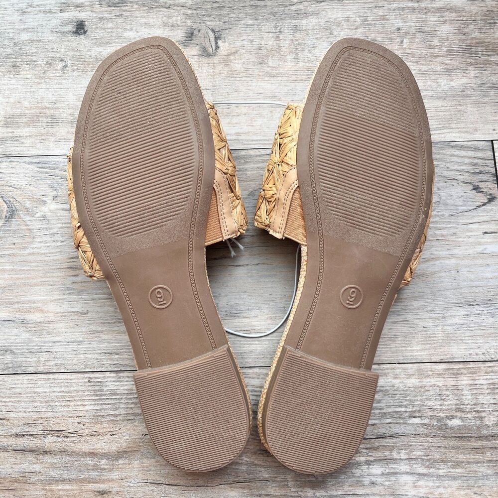 A New Day Woven Raffia Slide Sandals Size 9 Women's Tan Boho Coastal Summer NWT - Picture 5 of 9